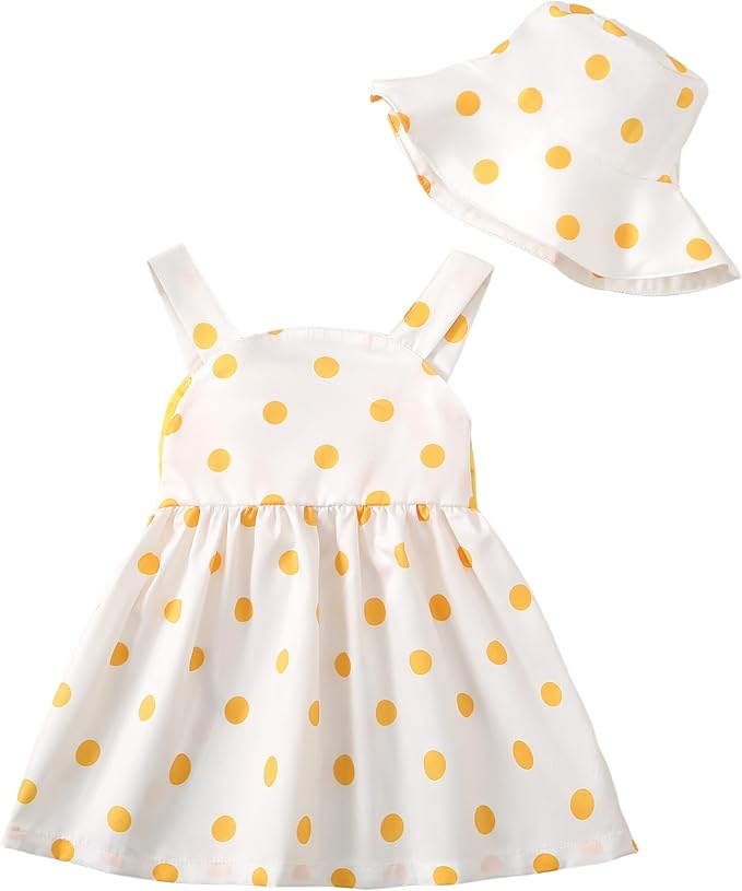 Toddler Girl Dress Baby Girl Summer Clothes Yellow Sleeveless Dresses Casual Boho Halter Sundress Toddler Outfits 18-24 Month Girl Clothing