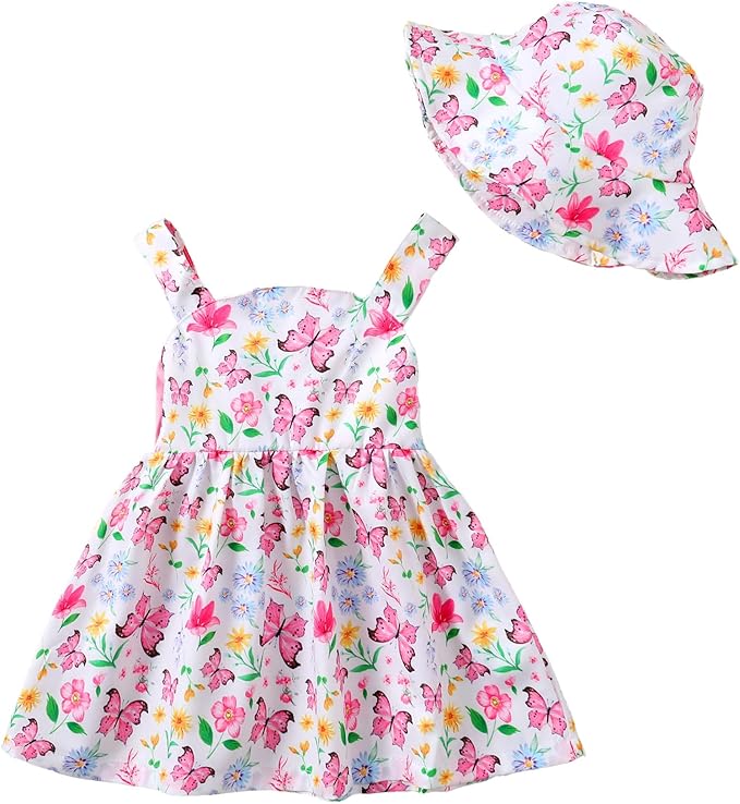 Toddler Girl Dress Baby Girl Summer Clothes Yellow Sleeveless Dresses Casual Boho Halter Sundress Toddler Outfits 18-24 Month Girl Clothing