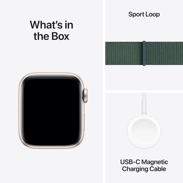 Apple Watch SE (2nd Gen) [GPS 40mm] Smartwatch with Starlight Aluminum Case with Lake Green Sport Loop One Size. Fitness and Sleep Trackers, Crash Detection, Heart Rate Monitor, Carbon Neutral