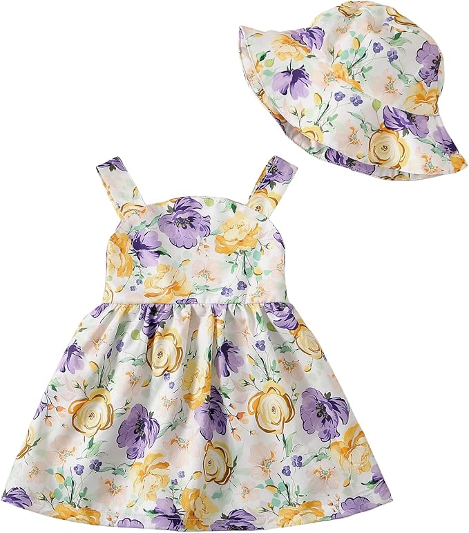 Toddler Girl Dress Baby Girl Summer Clothes Yellow Sleeveless Dresses Casual Boho Halter Sundress Toddler Outfits 18-24 Month Girl Clothing