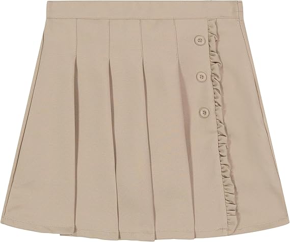 Nautica Girl's School Uniform Pleated Pull-on Scooter Skirt With Undershorts, Knit Waistband, Navy, 5