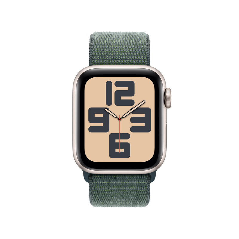 Apple Watch SE (2nd Gen) [GPS 40mm] Smartwatch with Starlight Aluminum Case with Lake Green Sport Loop One Size. Fitness and Sleep Trackers, Crash Detection, Heart Rate Monitor, Carbon Neutral