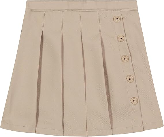 Nautica Girl's School Uniform Pleated Pull-on Scooter Skirt With Undershorts, Knit Waistband, Navy, 5