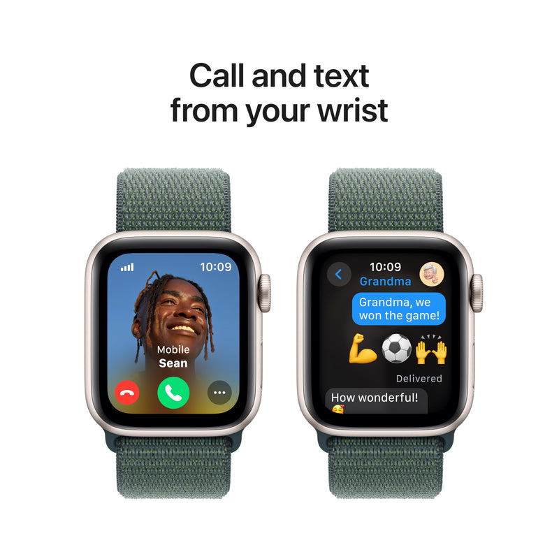 Apple Watch SE (2nd Gen) [GPS 40mm] Smartwatch with Starlight Aluminum Case with Lake Green Sport Loop One Size. Fitness and Sleep Trackers, Crash Detection, Heart Rate Monitor, Carbon Neutral