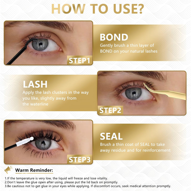 FEEGO Natural Lash Extension Kit 168Pcs Lash Clusters Kit Wispy Eyelash Extensions Individual Lashes Extensions with Bond and Seal Lash Glue and Eyelash Extension Tweezers DIY (Mix Match Styles)