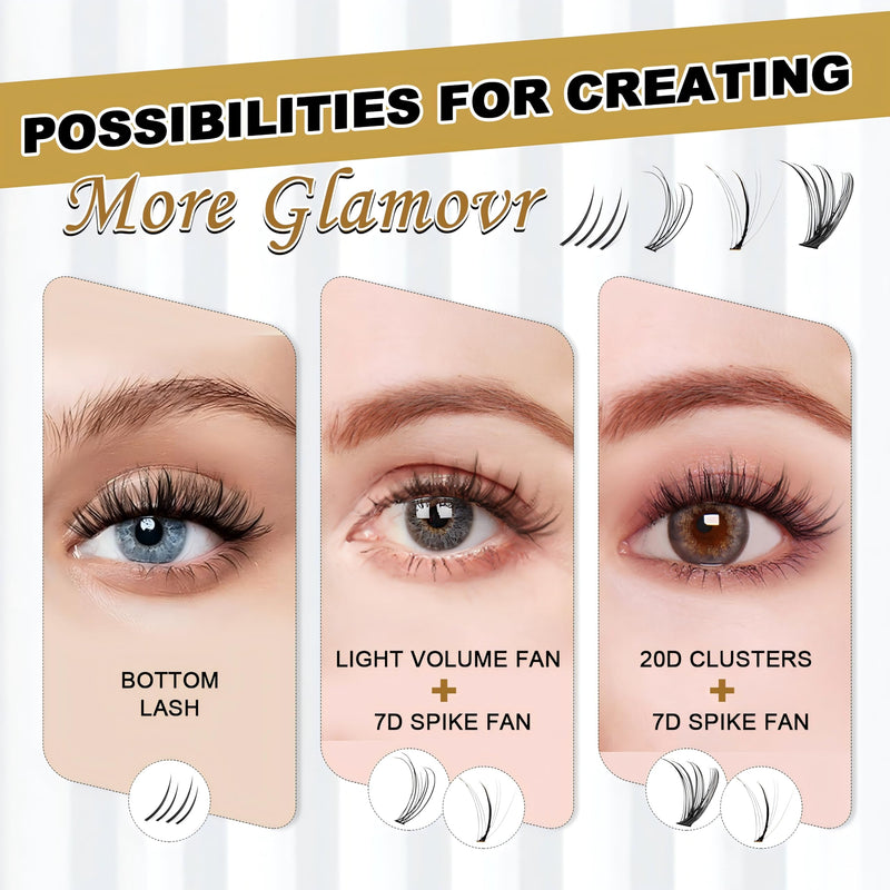 FEEGO Natural Lash Extension Kit 168Pcs Lash Clusters Kit Wispy Eyelash Extensions Individual Lashes Extensions with Bond and Seal Lash Glue and Eyelash Extension Tweezers DIY (Mix Match Styles)