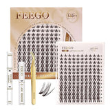 FEEGO Natural Lash Extension Kit 168Pcs Lash Clusters Kit Wispy Eyelash Extensions Individual Lashes Extensions with Bond and Seal Lash Glue and Eyelash Extension Tweezers DIY (Mix Match Styles)