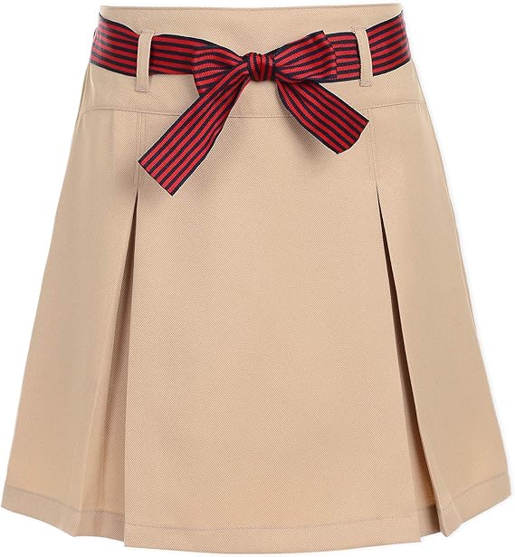 Nautica Girl's School Uniform Pleated Pull-on Scooter Skirt With Undershorts, Knit Waistband, Navy, 5