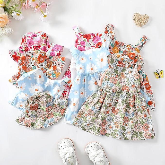 Toddler Girl Dress Baby Girl Summer Clothes Yellow Sleeveless Dresses Casual Boho Halter Sundress Toddler Outfits 18-24 Month Girl Clothing